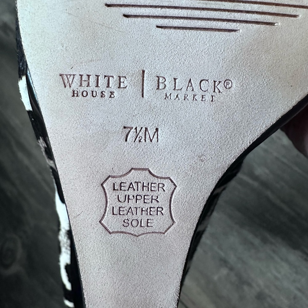White House | Black House Willow Calf Hair Leopard Print Wedge Heels SZ 7.5 - Picture 11 of 14